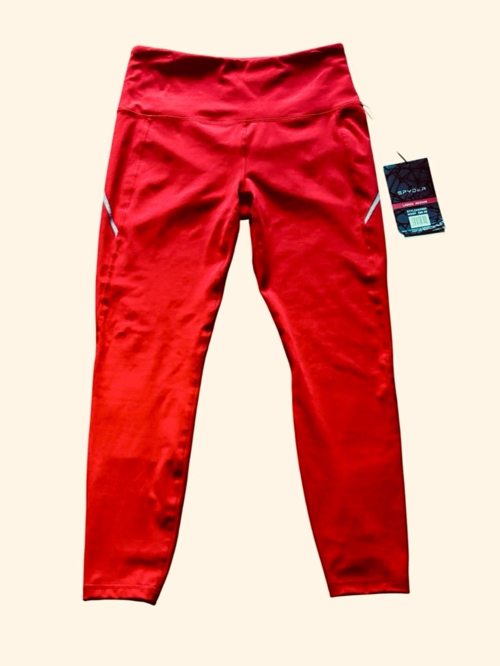 Spyder Active Women's Red Performance Leggings with Zip Pockets NWT
